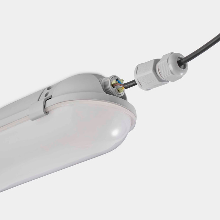 Ledsc4 LedsC4 - Plafón Exterior 1260mm y 1320mm, Iluminación LED 2872 Lúmenes, 4000K, Acabado Gris Satinado, Resistente Policarbonato, Diseño Moderno y Funcional