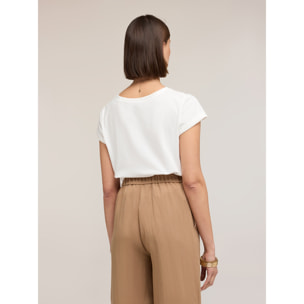 Motivi - T-shirt bimaterica - Bianco