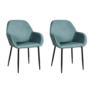 Fauteuil Giulia Bleu Canard Velours Cotele - Lot De 2