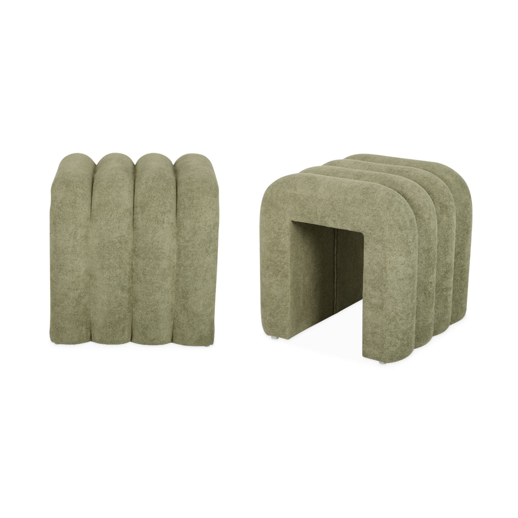 Set de 2 poufs contemporains en tissu vvert