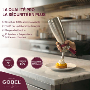Siphon professionnel inox GOBEL - cuve inox - tête inox - 0.5L