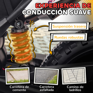 Moto Eléctrica para Niños 12V con Licencia Aprilia, Moto Eléctrica Infantil con Ruedas Auxiliares Desmontables, 6 km/h, Suspensión Trasera, Faro, Música y USB, para Niños 37-96 Meses, Blanco