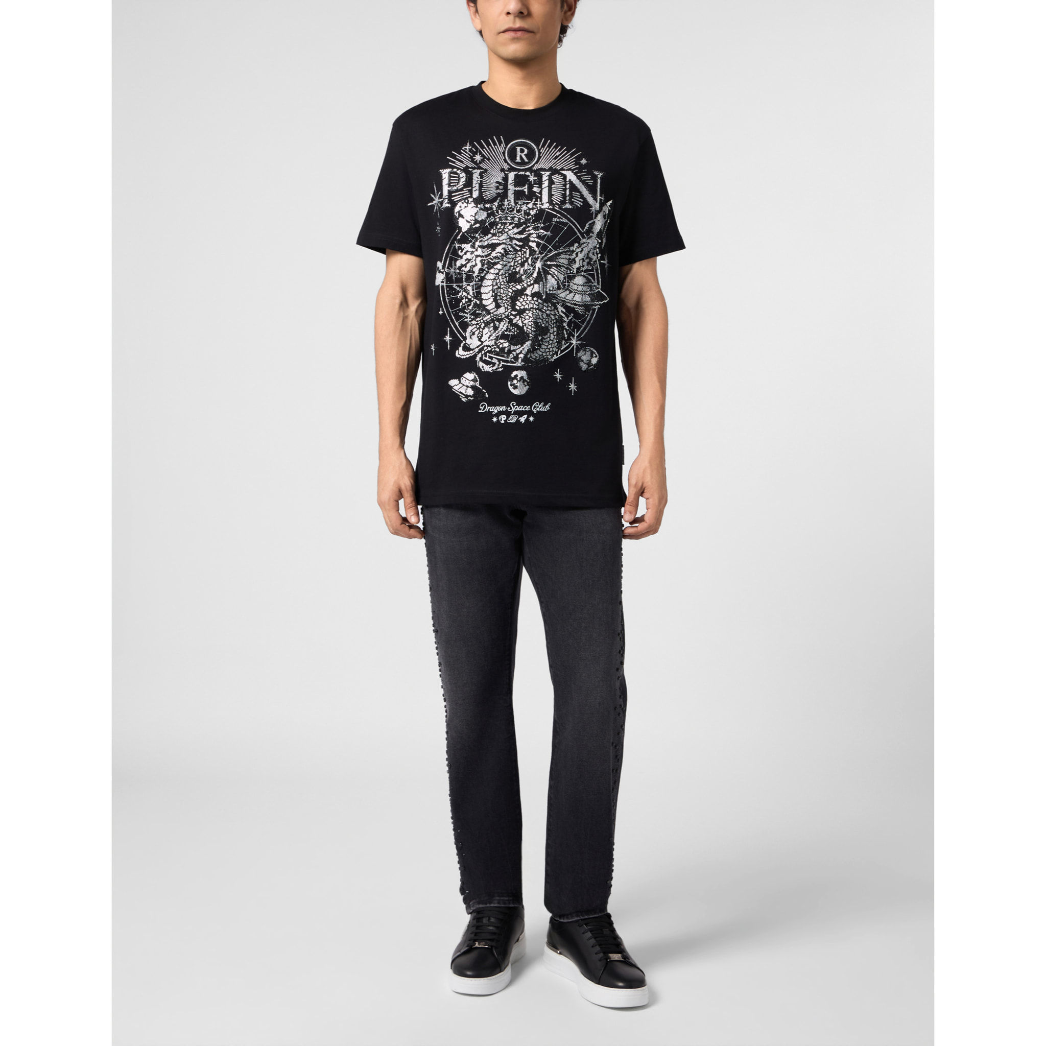 PHILIPP PLEIN Camiseta de cuello redondo y manga corta DRAGON