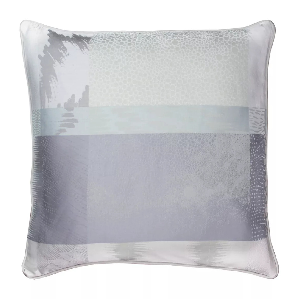 Housse de coussin pur coton motif jacquard beige gris Mille matieres vapeur