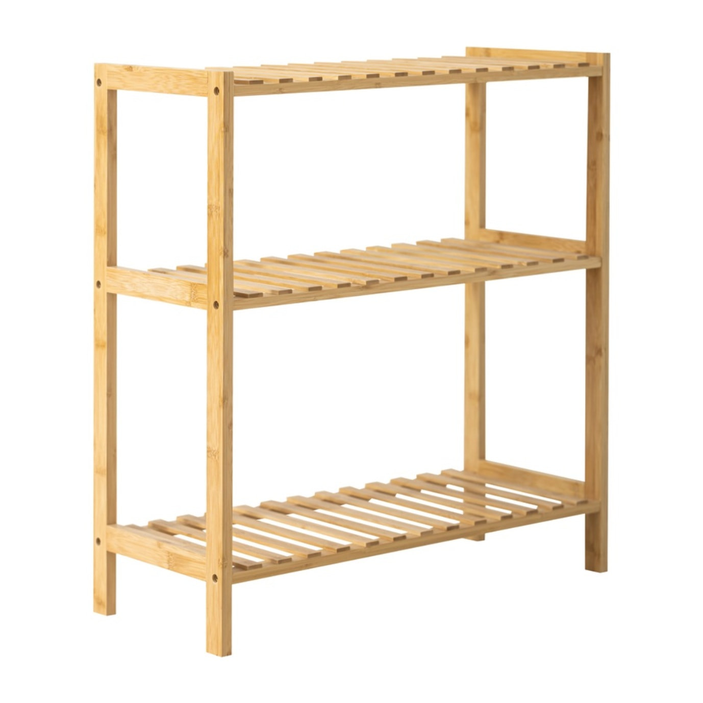 Scaffale in bamboo con struttura bianca 3 ripiani 60x26x66 cm