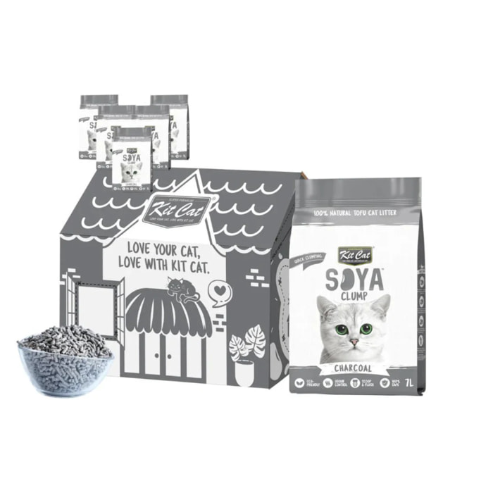 Pack 6 Kit Cat Arena Eco Nova - Charcoal 7 L Arena para gatos