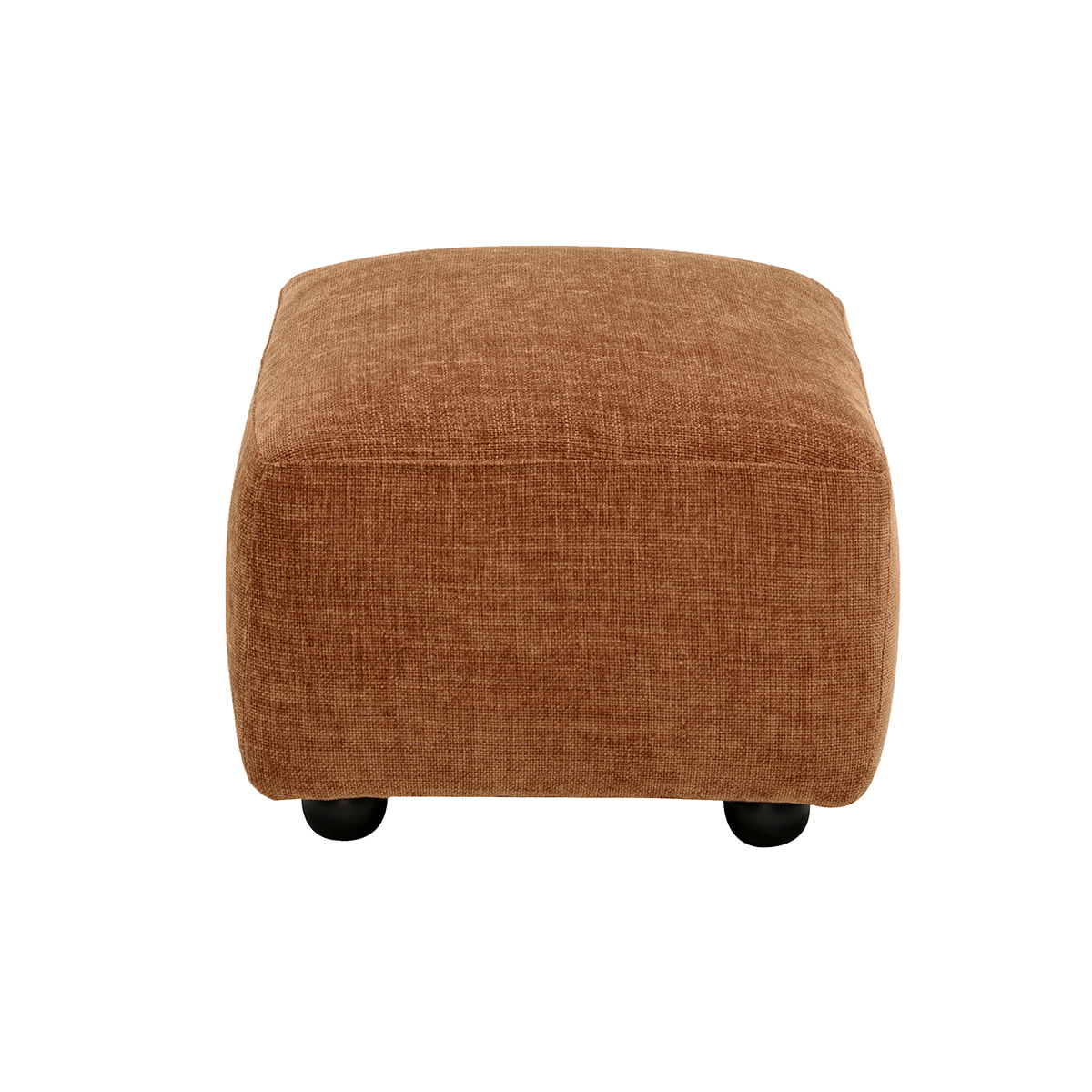 Pouf repose pieds en tissu effet velours texturé terre brûlée JOYA