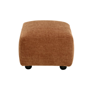 Pouf repose pieds en tissu effet velours texturé terre brûlée JOYA