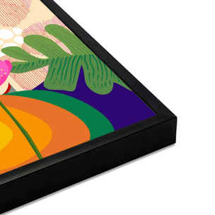 Affiche encadrée fleurs fond bleu nuit Affiche + cadre en métal - Noir