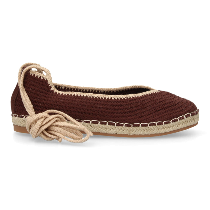 Alpargata plana mujer tejido flexible con cordones