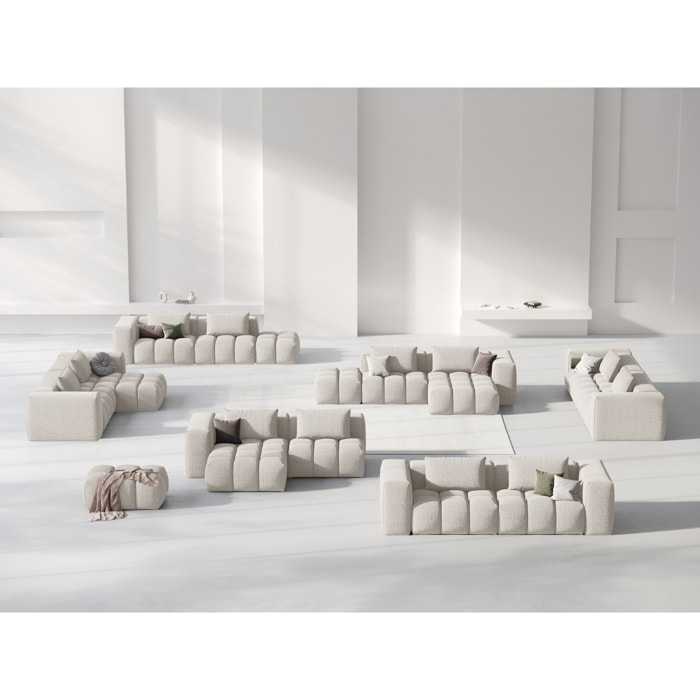 Canapé d'angle gauche modulable "Lorella" 3 places en tissu structurel beige