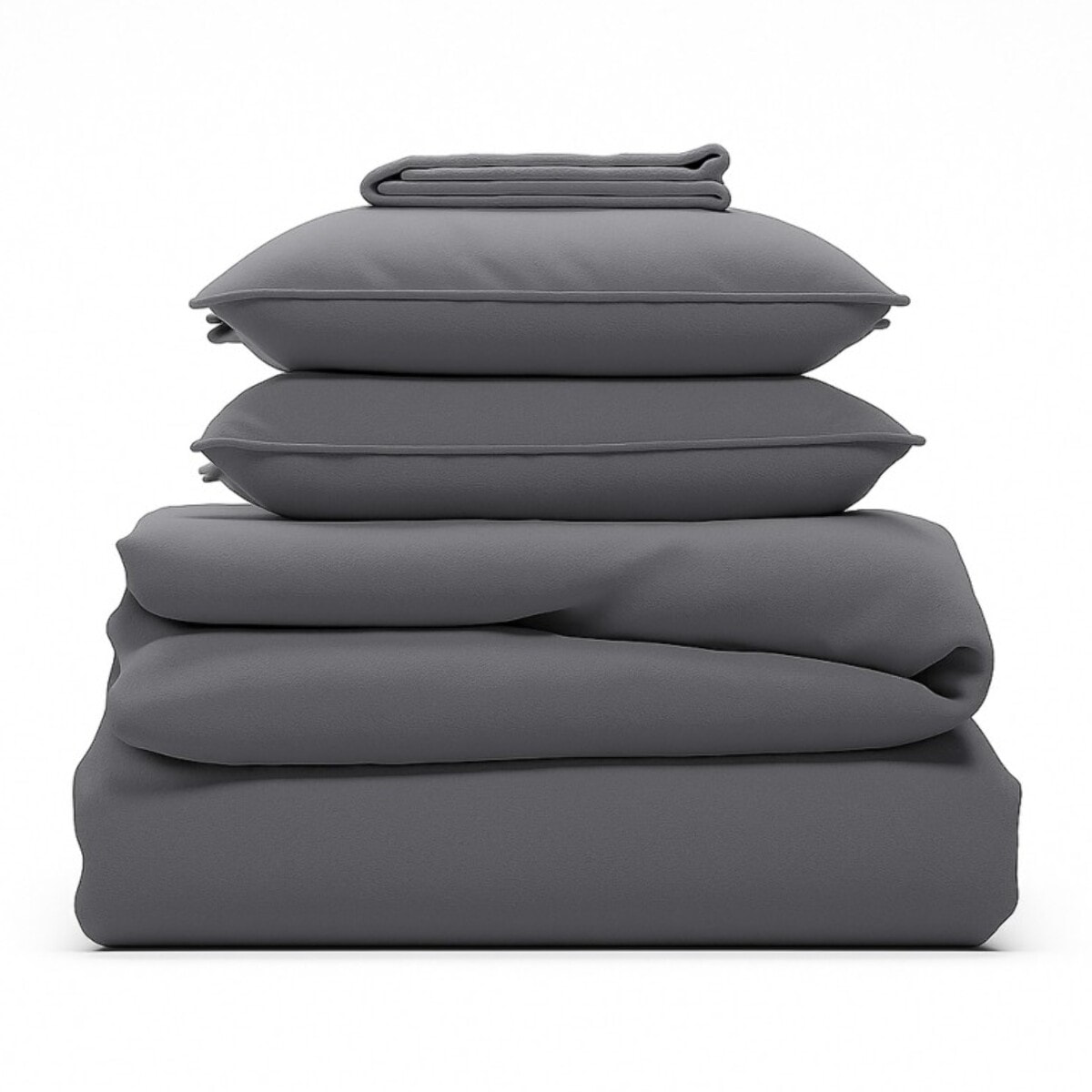 Parure de lit unie - taie 60x60 cm | 100 % polyester | Gris ardoise | Douce et respirante