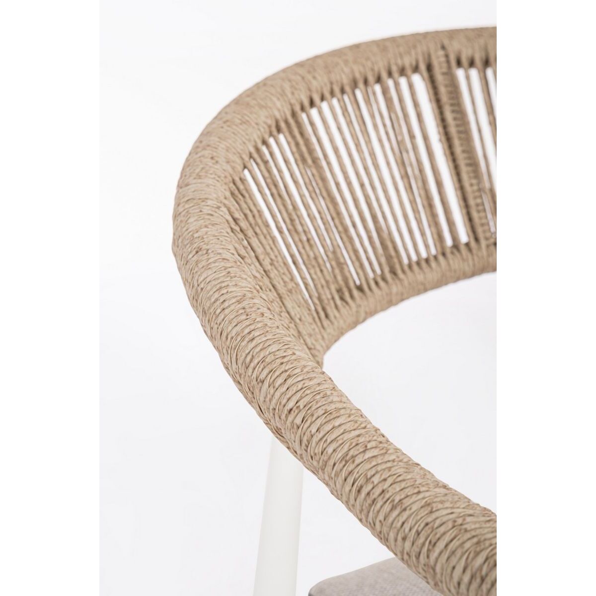 Set salotto JANDIA con 1 divano, 2 poltrone e 1 tavolino in alluminio bianco e fibra intrecciata naturale