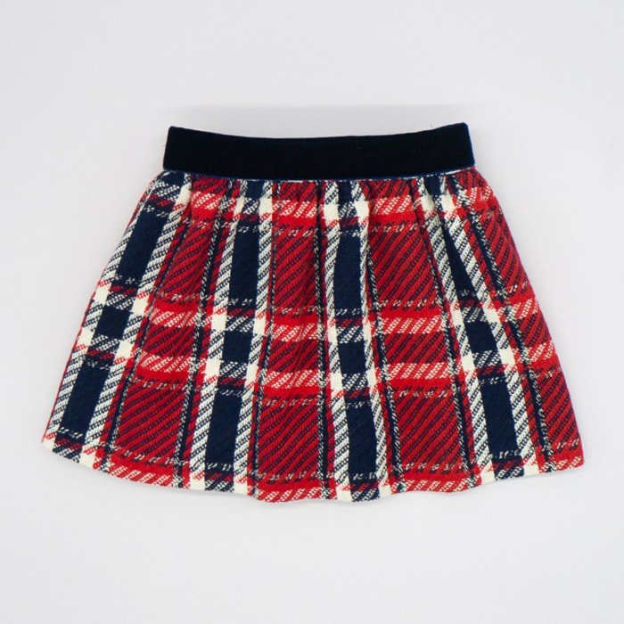 FALDA CUADROS CINTA TERCIOPELO ROJO Y AZUL