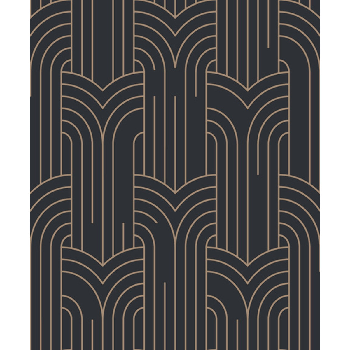 Papier peint géométrique Art Déco noir et or