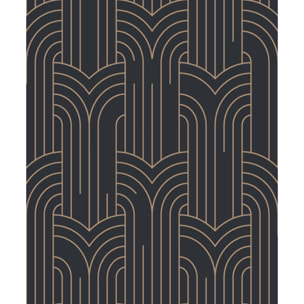 Papier peint géométrique Art Déco noir et or