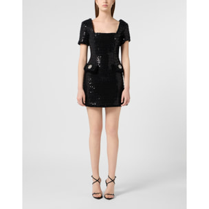 PHILIPP PLEIN Tweed Mini Dress Paillettes