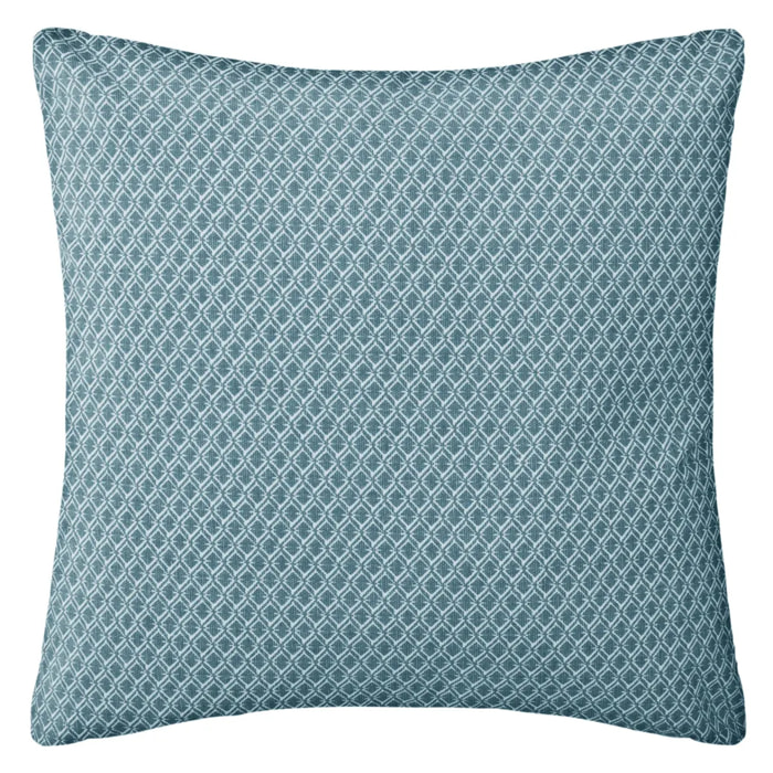 Coussin - motifs otto - coton - bleu canard - 38x38 cm