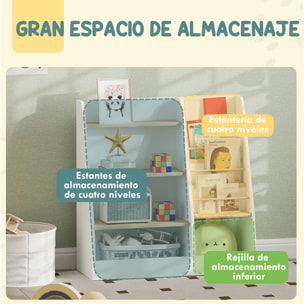 Librería Infantil Estantería para Libros Infantil de 4 Niveles Estantería Infantil con 4 Estantes y Compartimentos para Guarderías Habitación Infantil Blanco