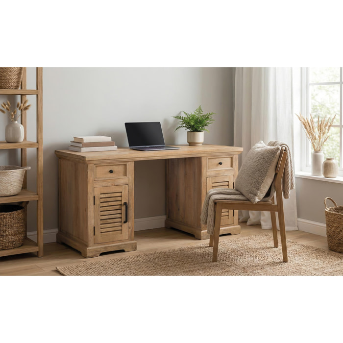 Escritorio de Madera de Mango 145 Cm Estilo Rústico Contemporáneo
