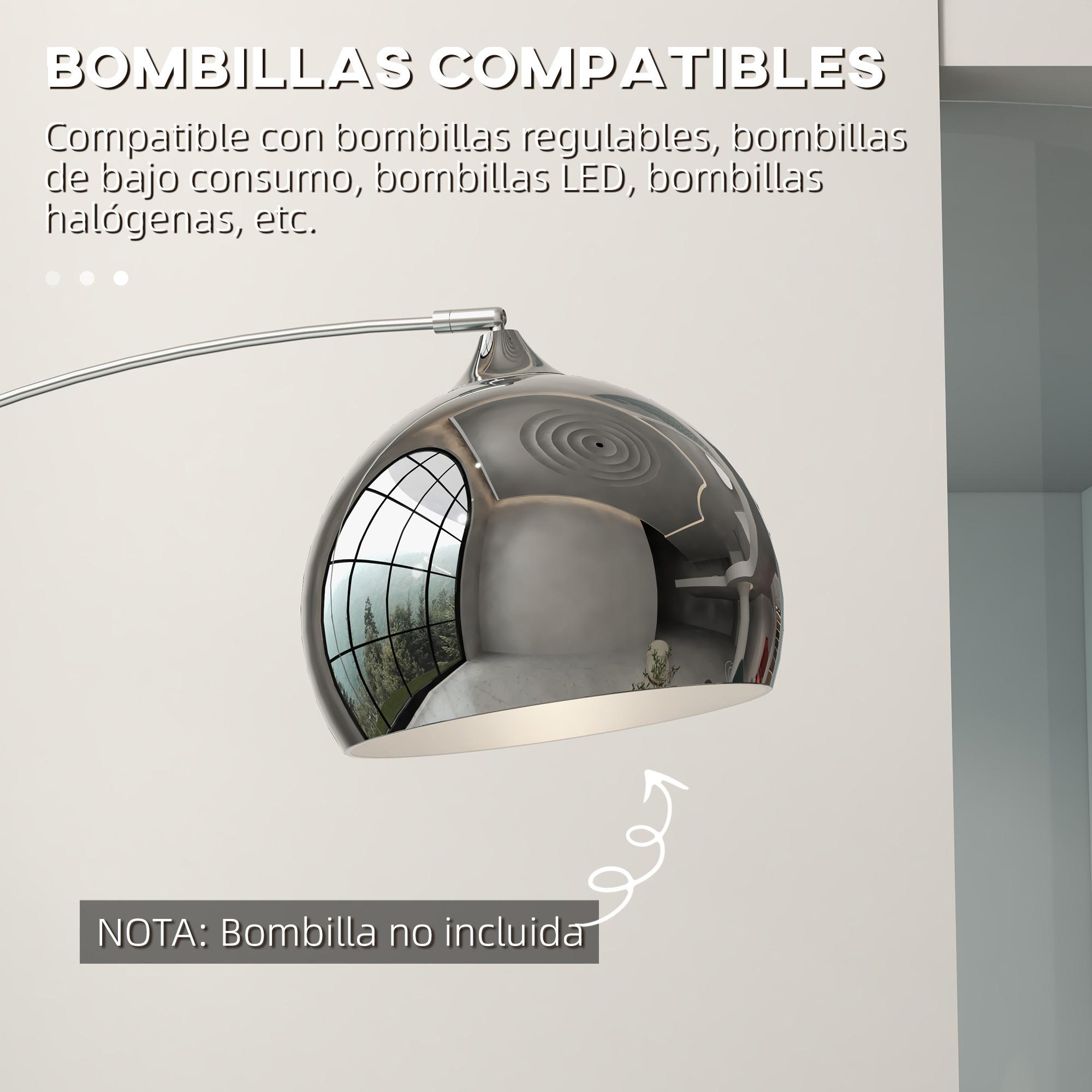 Lámpara de Pie Arco con Altura y Longitud Ajustable Lámpara de Lectura para Bombilla E27 Potencia Máx. 40 W con Interruptor de Pie 110-115x30x170-180 cm Plata y Negro