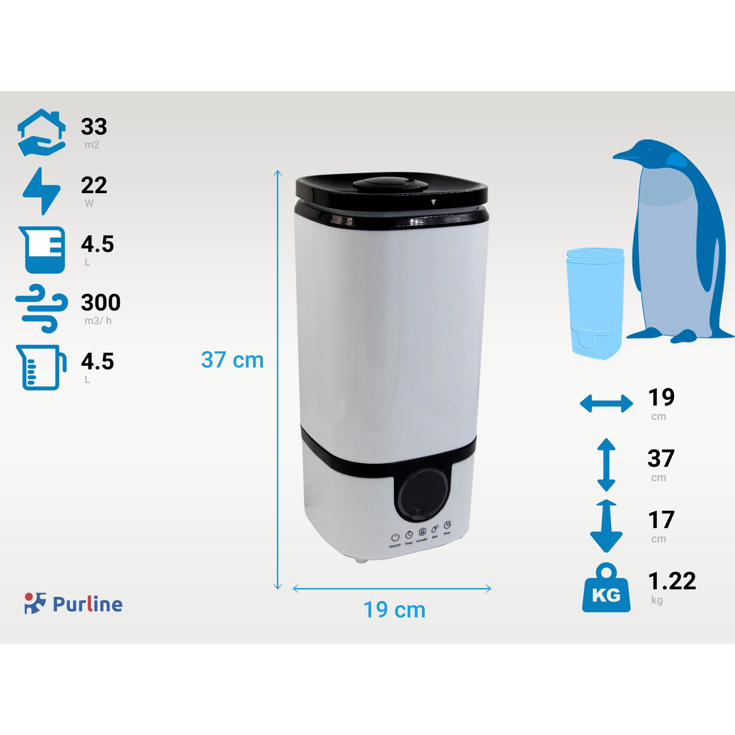 Humidificateur à ultrasons pour 33 m²