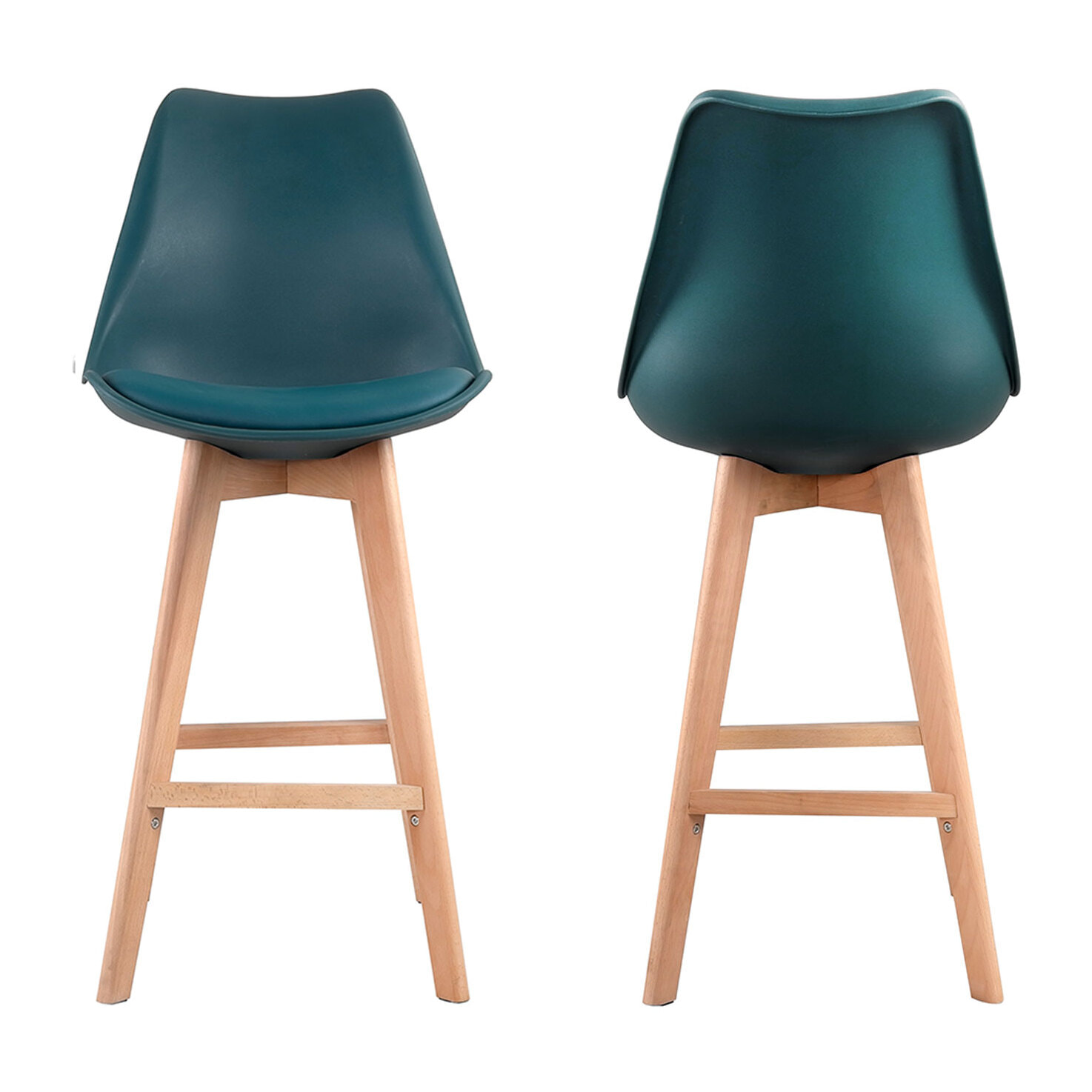 Lot de 2 tabourets scandinaves SVEN bleus avec coussin