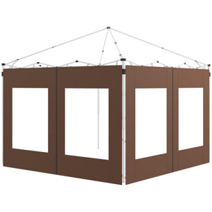 Outsunny Paredes Laterales para Carpa de 2 Paneles 295x195 cm Paredes Laterales de Repuesto de Tela Oxford con 2 Ventanas para Carpas de 6x3 m 3x3 m Marrón