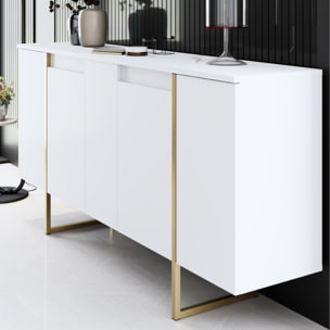 Buffet design blanc et or 160 cm4 portes MINAS