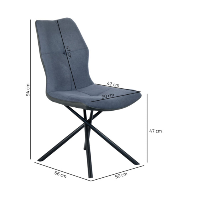 Chaise design en tissu avec piètement en métal noir - ALINE