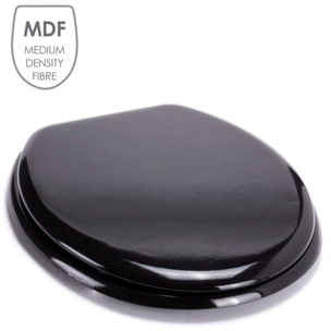 MSV Abattant WC MDF CLEO Noir Brillant - Charnières Inox