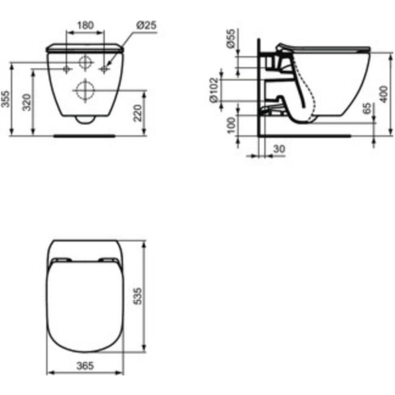 IDEAL STANDARD WC suspendu Tesi Aquablade avec abattant