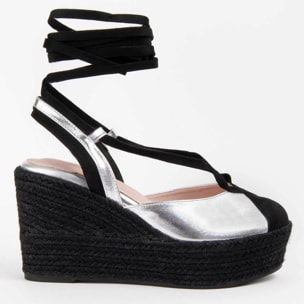 Alpargata De Cuña - Plateado - Altura: 8 Cm