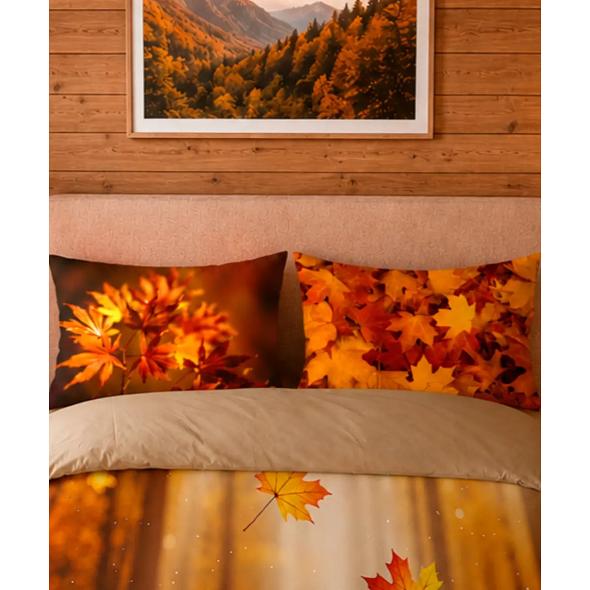 Parure Copripiumino Vibes foliage autunnale 100% cotone