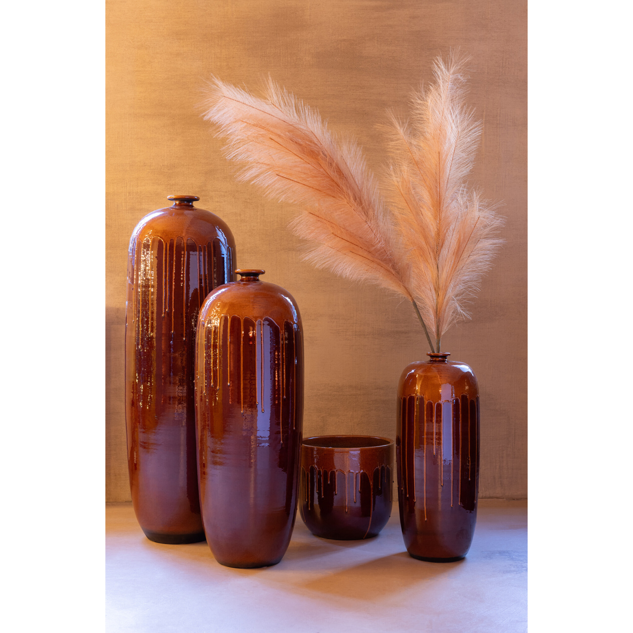 J-Line vase Lee Brillant - poterie - marron/orange - small - 55 cm de hauteur