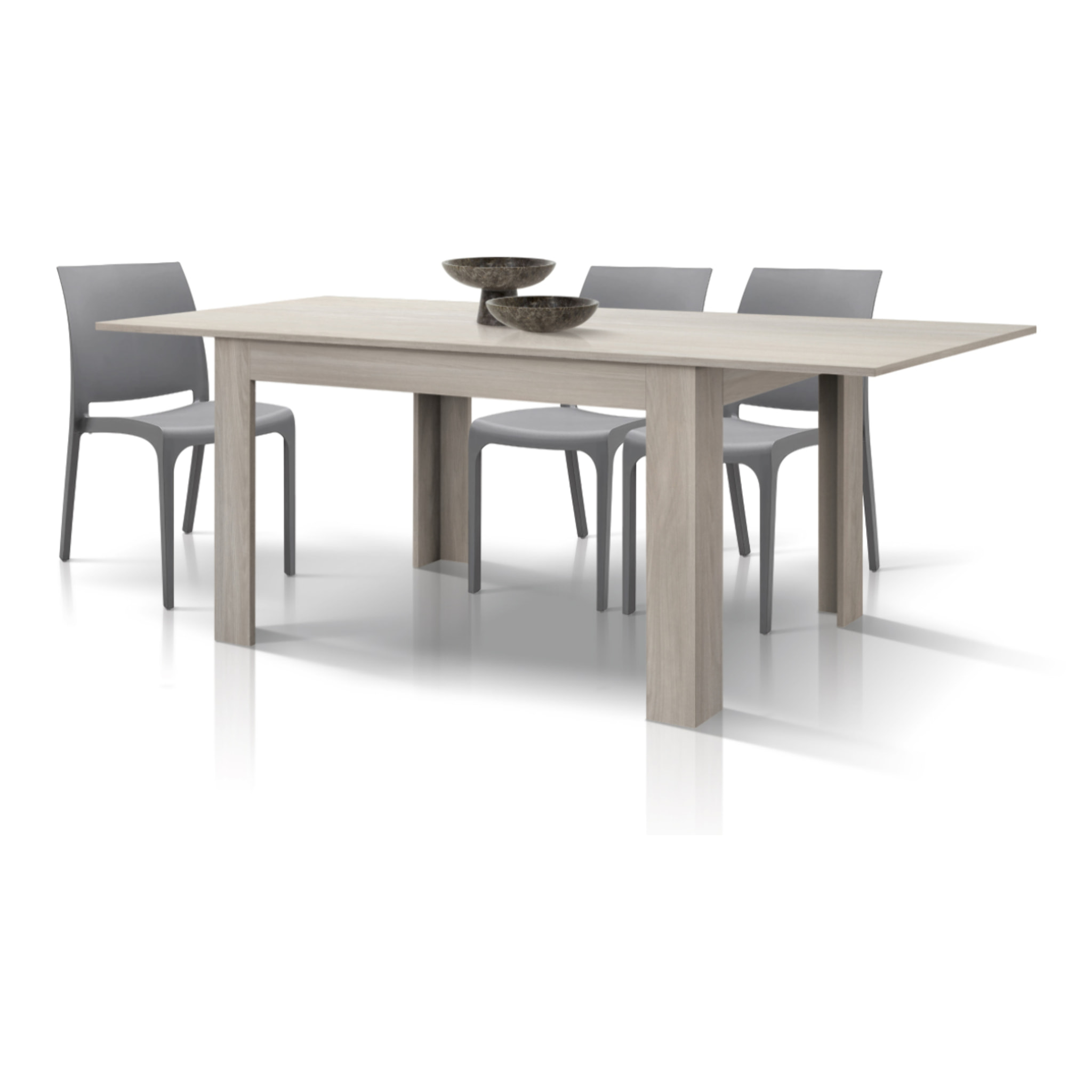 Tavolo LIPARI in legno finitura olmo perla, allungabile 120×80 cm – 170×80 cm