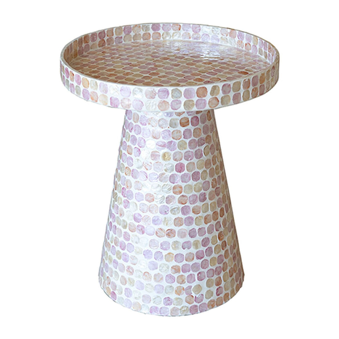Table d'appoint en coquille de capiz rose ELORA