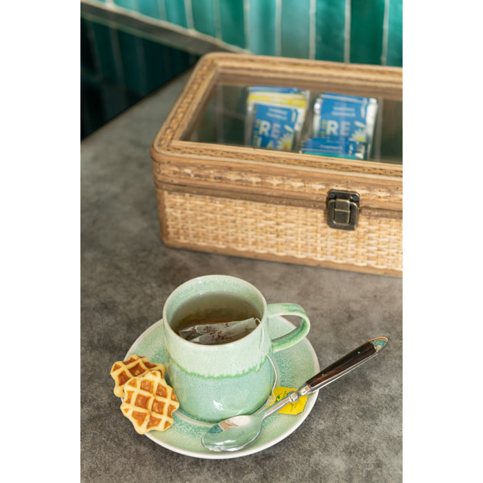 J-Line tasse + sous-tasse Lara - porcelaine - vert