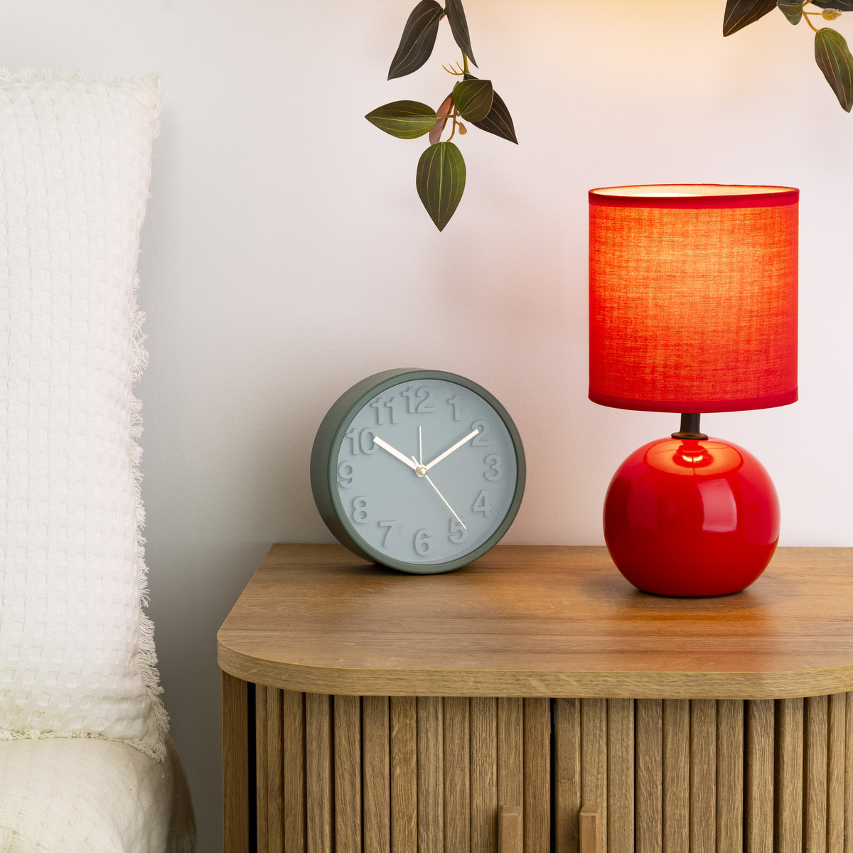 Lampe "Timeo" rouge - céramique H25 cm