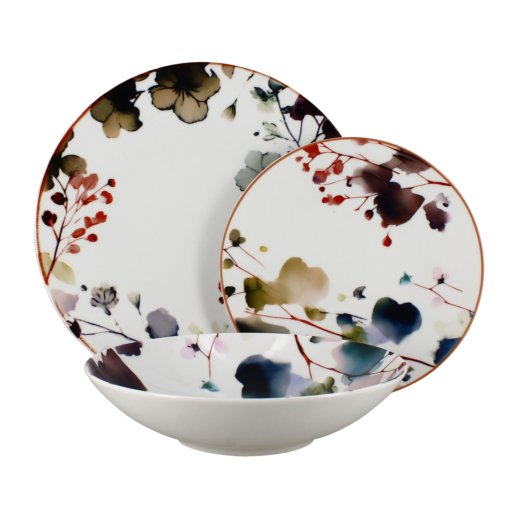Lot de 6 assiettes plates en porcelaine blanche 27cm AQUARELLE