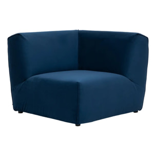 Module d'angle "Kiona" en velours 99x75cm bleu