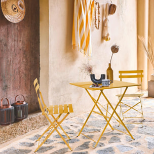 Table de jardin bistrot pliante métal + 2 assises EMILIA