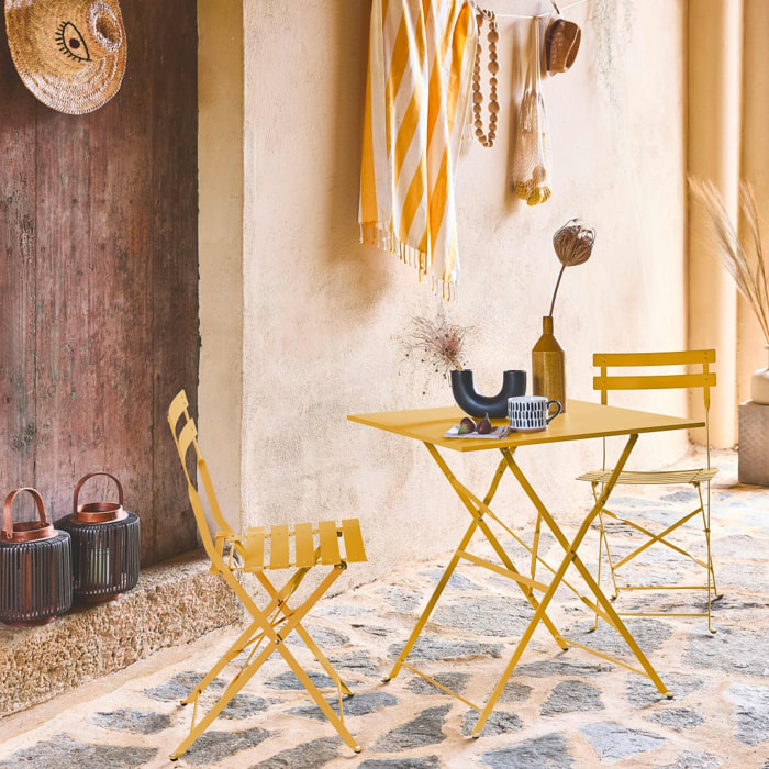 Table de jardin bistrot pliante métal + 2 assises EMILIA