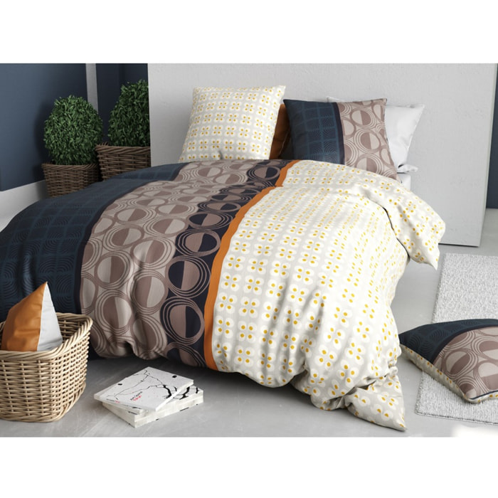 Parure housse de couette 100% coton 57fils + 2 taies Curtis