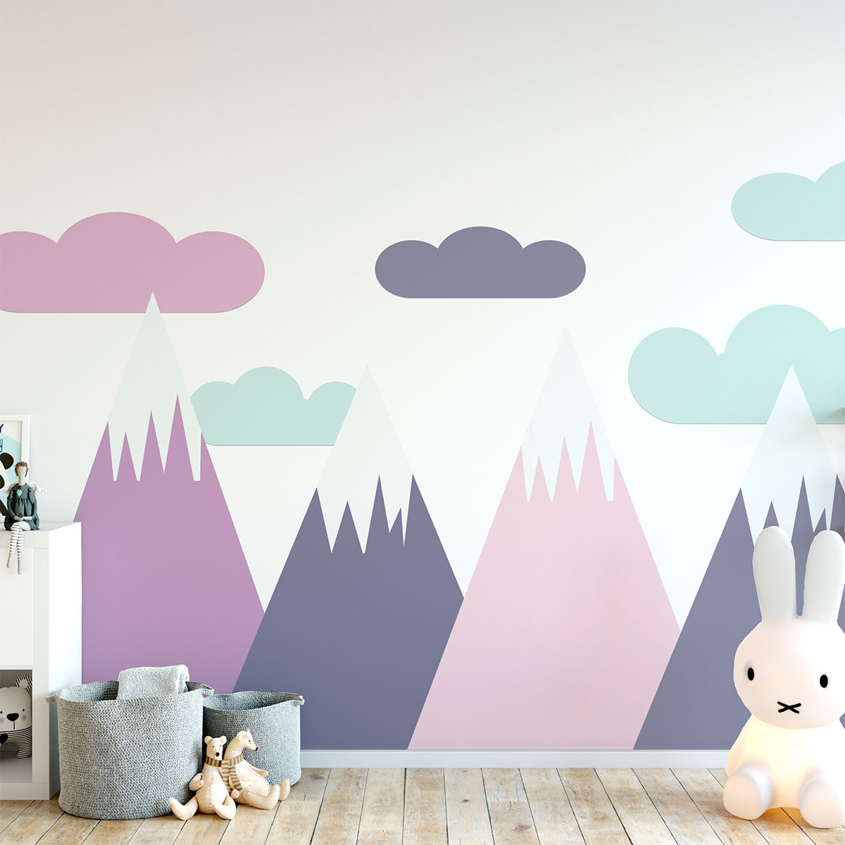 Stickers muraux enfants - Décoration chambre bébé - Autocollant Sticker mural géant enfant montagnes scandinaves SIMKA