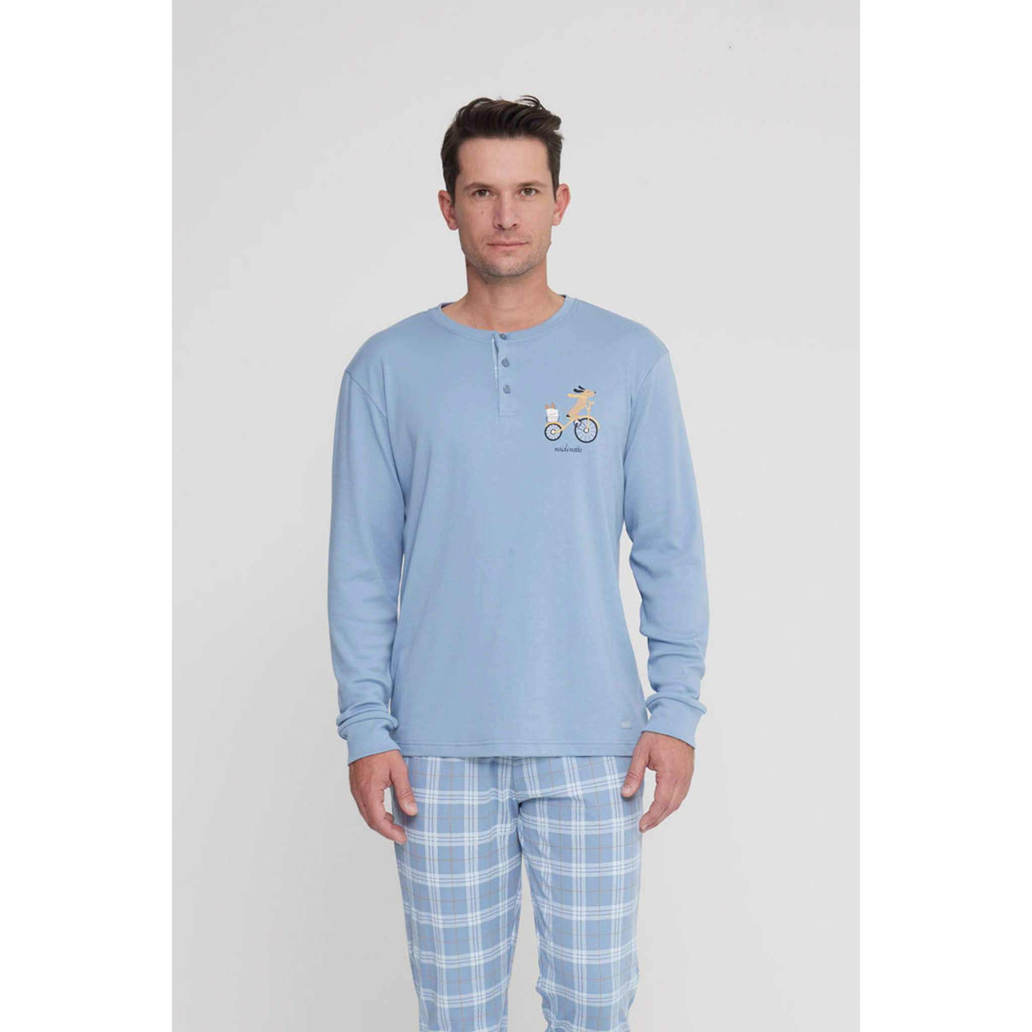 Pigiama uomo yuppie in caldo cotone con collo tre bottoni Noidinotte