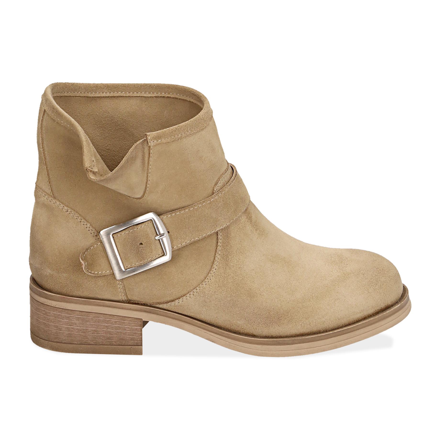 Biker boots taupe in camoscio