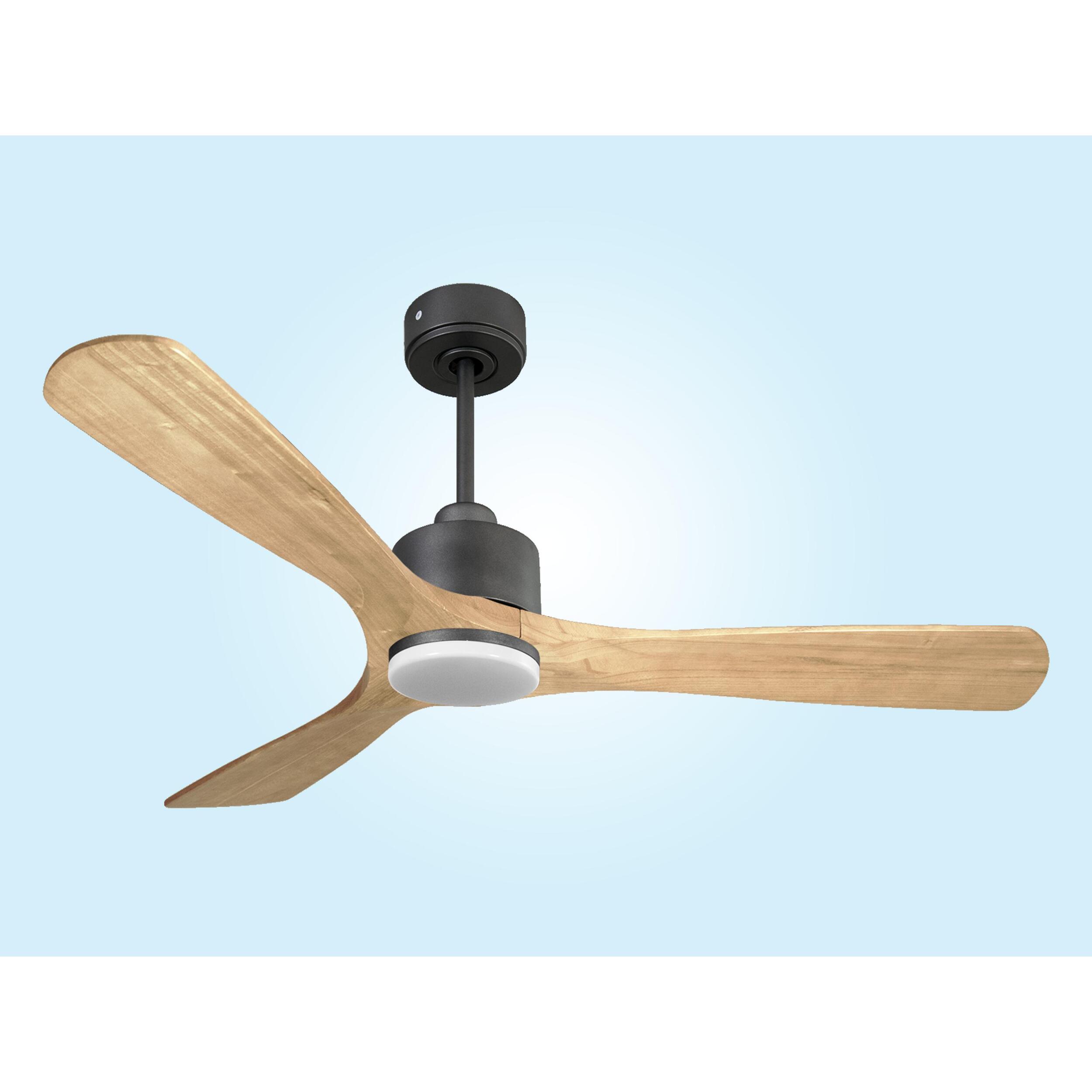 Ventilador de techo Reversible Termostato Dimable Wifi Motor DC Techos Inclinados Mando a Distancia Luz tres tonos Hypersilence Memoria ParosD132C03LED65270 PURLINE