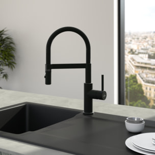 Robinet de cuisine avec douchette VILLEROY & BOCH Steel Expert Compact Noir mat