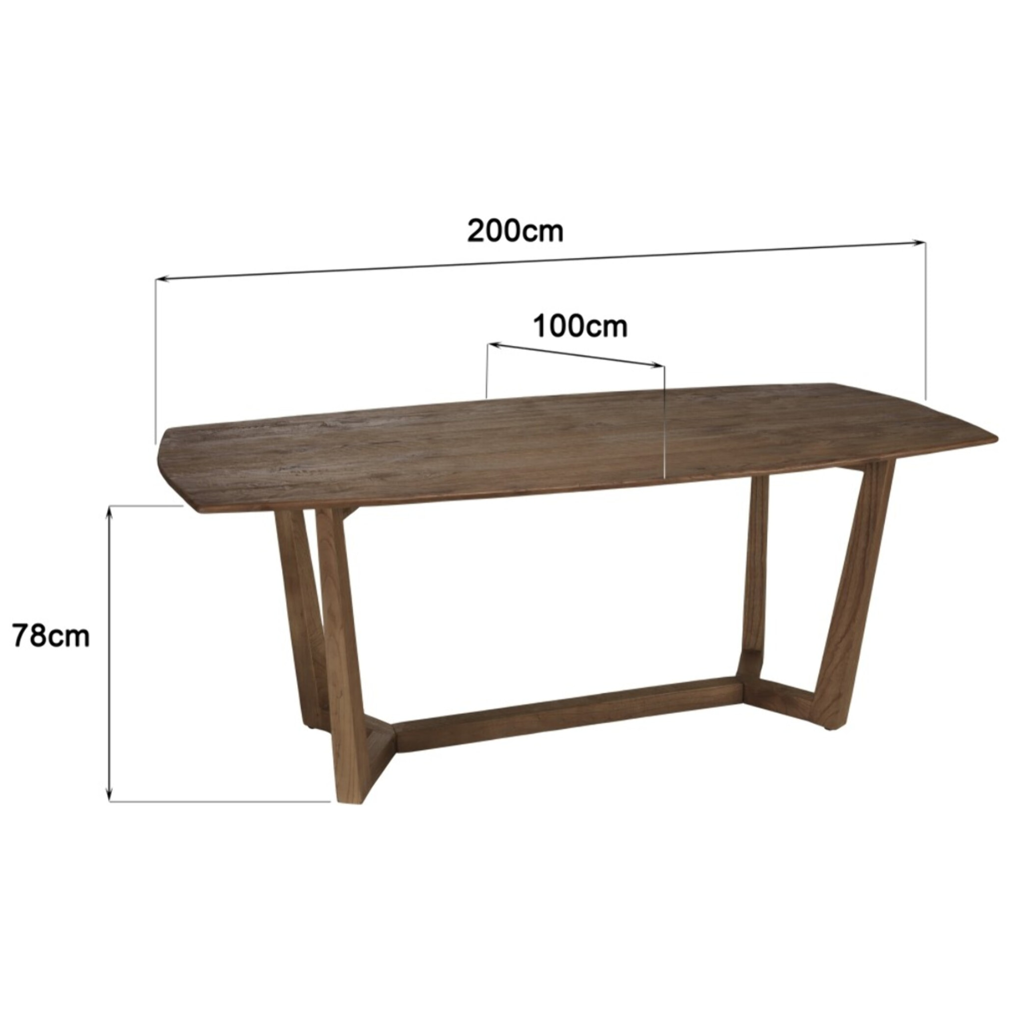 ROMY - Table à manger rectangulaire 200x100cm bois de mindi